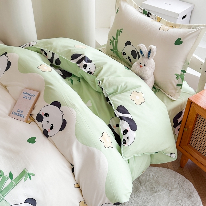 91家纺网 家纺一手货源 找家纺 南通菲度家纺 2025新款高克重芦荟棉四件套-宿舍 熊猫乐园