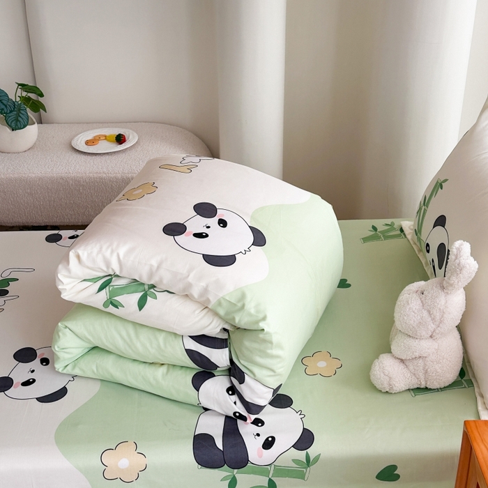 91家纺网 家纺一手货源 找家纺 南通菲度家纺 2025新款高克重芦荟棉四件套-宿舍 熊猫乐园