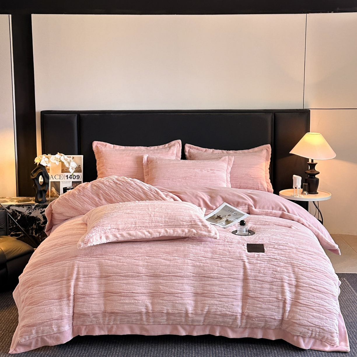 （总）恋绒家纺 2025新款加厚A面兔毛B面牛奶绒四件套