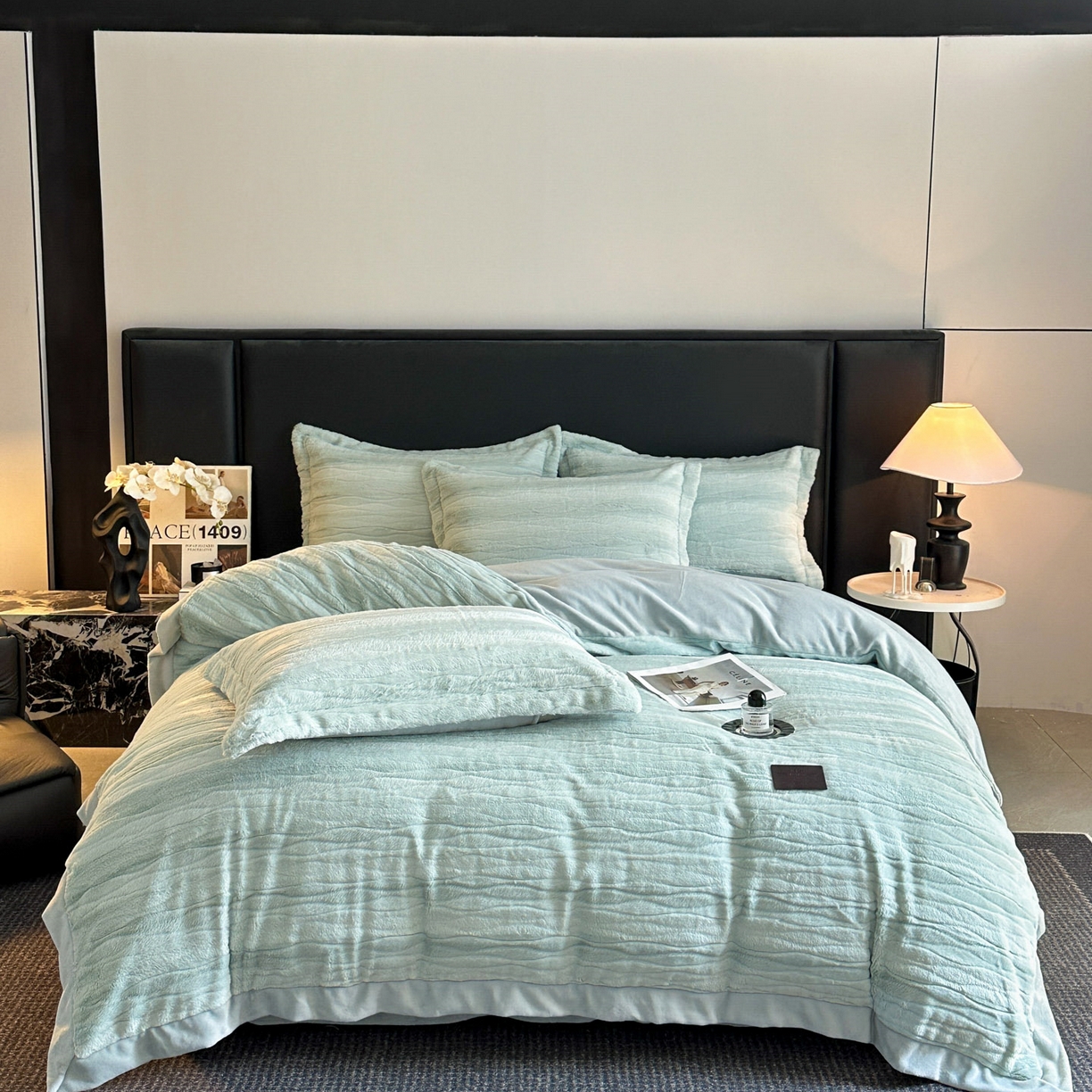 91家纺网 家纺一手货源 找家纺 （总）恋绒家纺 2025新款加厚A面兔毛B面牛奶绒四件套