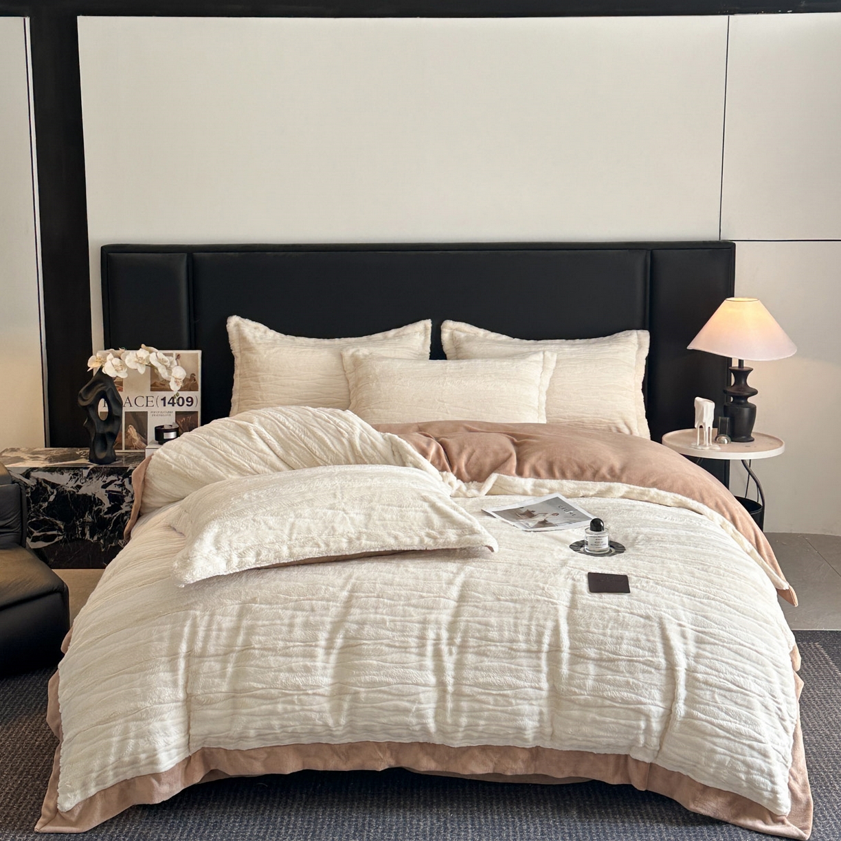 91家纺网 家纺一手货源 找家纺 （总）恋绒家纺 2025新款加厚A面兔毛B面牛奶绒四件套