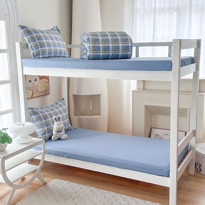 91家纺网 家纺一手货源 找家纺 南通菲度家纺 2025新款高克重芦荟棉四件套-宿舍 贝拉蓝