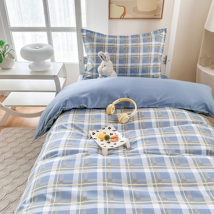 91家纺网 家纺一手货源 找家纺 南通菲度家纺 2025新款高克重芦荟棉四件套-宿舍 贝拉蓝