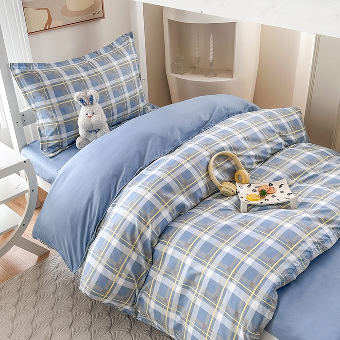 91家纺网 家纺一手货源 找家纺 南通菲度家纺 2025新款高克重芦荟棉四件套-宿舍 贝拉蓝