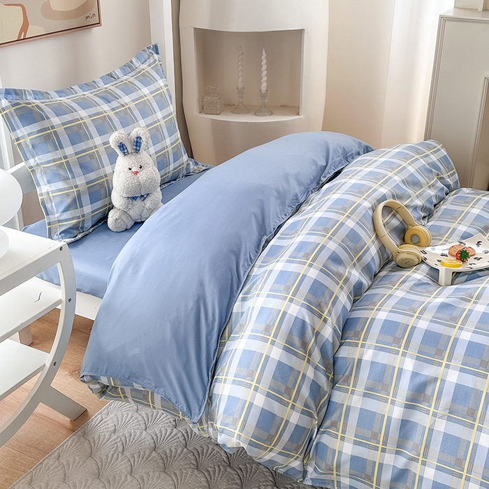 91家纺网 家纺一手货源 找家纺 南通菲度家纺 2025新款高克重芦荟棉四件套-宿舍 贝拉蓝