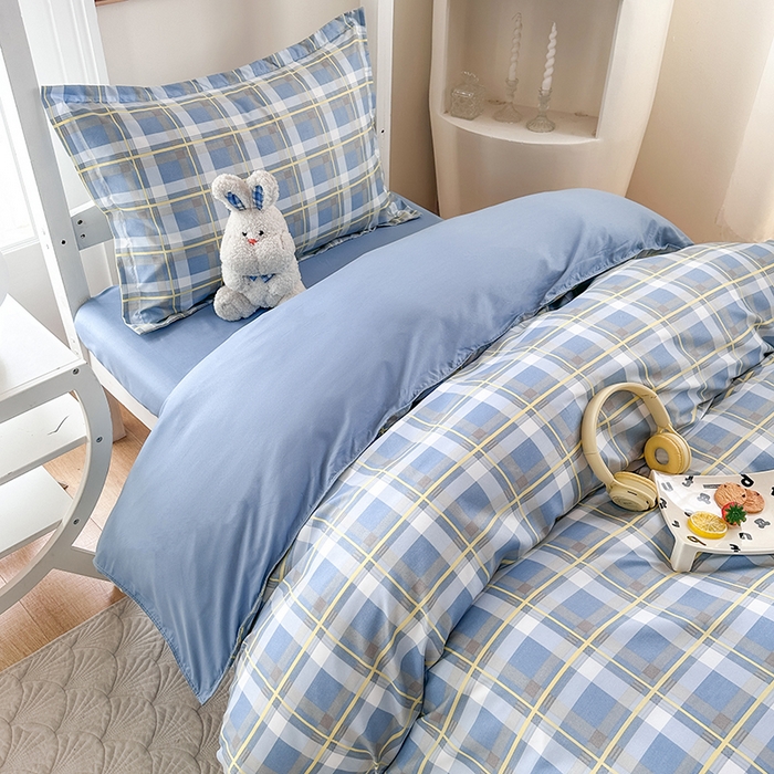 91家纺网 家纺一手货源 找家纺 南通菲度家纺 2025新款高克重芦荟棉四件套-宿舍 贝拉蓝