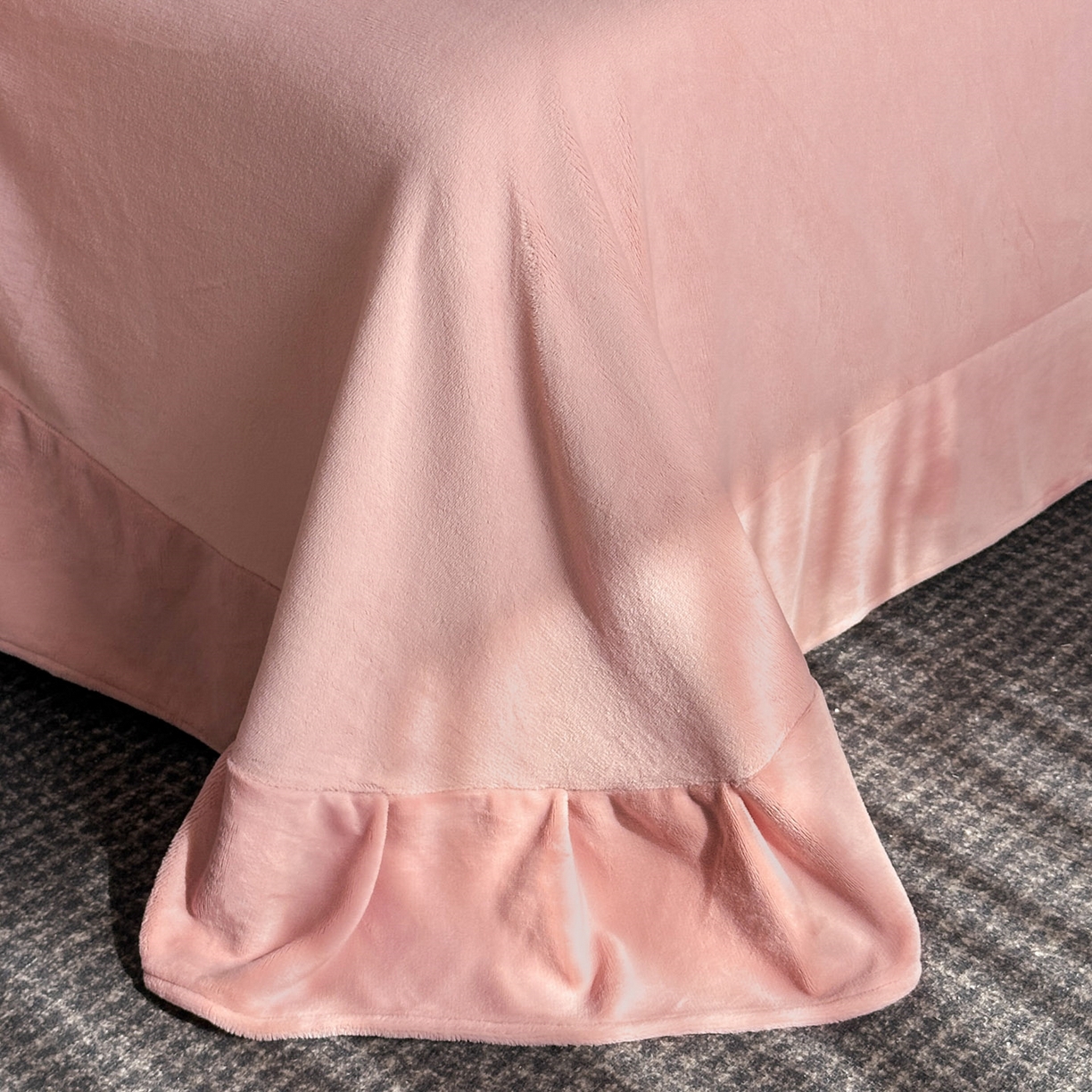 91家纺网 家纺一手货源 找家纺 恋绒家纺 2025新款加厚A面兔毛B面牛奶绒四件套 兔毛-豆沙粉