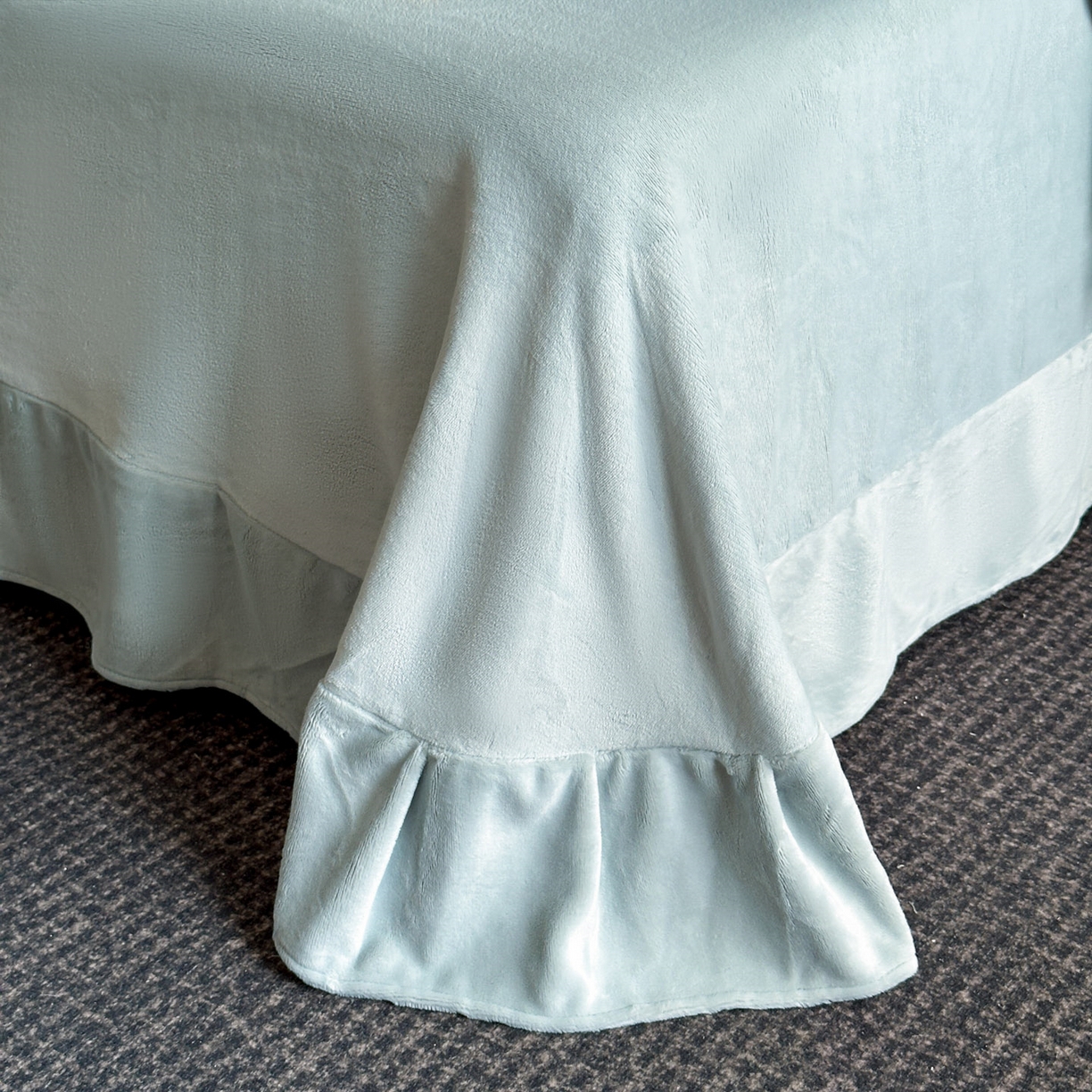 91家纺网 家纺一手货源 找家纺 恋绒家纺 2025新款加厚A面兔毛B面牛奶绒四件套 兔毛-湖水蓝