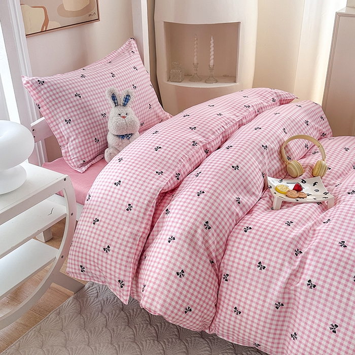 91家纺网 家纺一手货源 找家纺 南通菲度家纺 2025新款高克重芦荟棉四件套-宿舍 水墨蝶