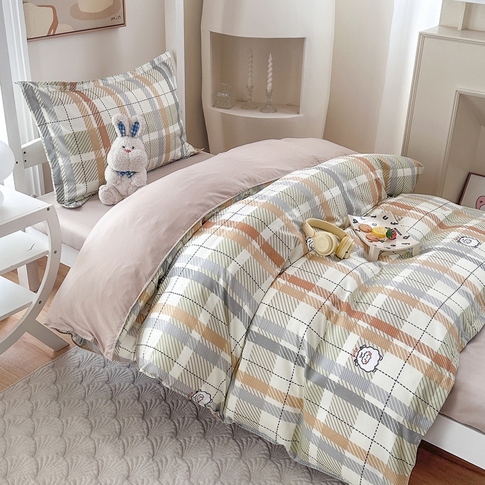 91家纺网 家纺一手货源 找家纺 南通菲度家纺 2025新款高克重芦荟棉四件套-宿舍 小绵羊