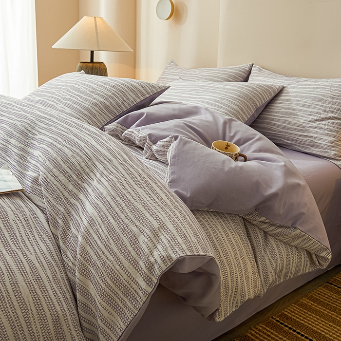 91家纺网 家纺一手货源 找家纺 （总）莱茵家居 2025新款全棉三层纱厚织提花磨毛四件套