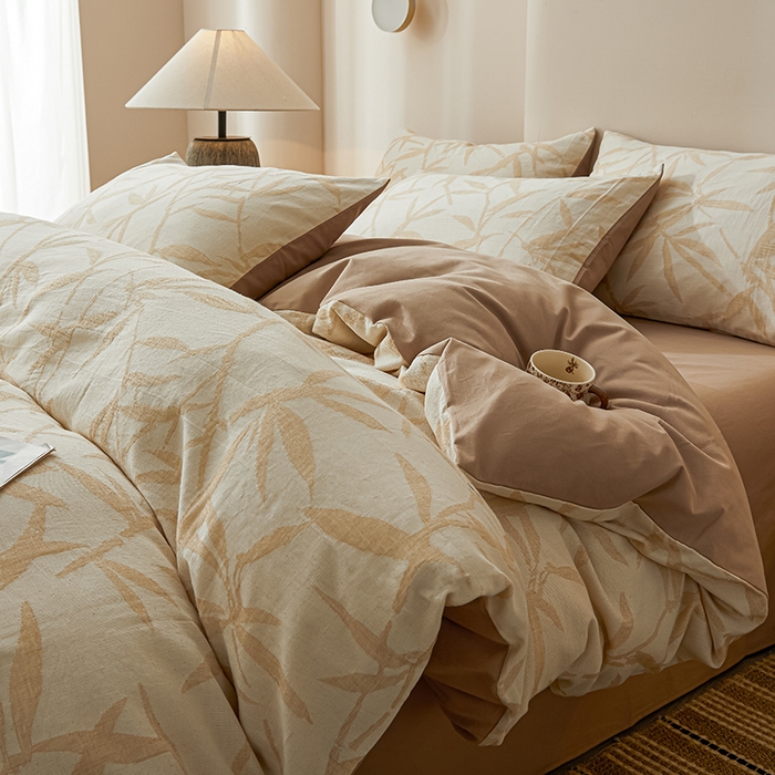 91家纺网 家纺一手货源 找家纺 （总）莱茵家居 2025新款全棉三层纱厚织提花磨毛四件套