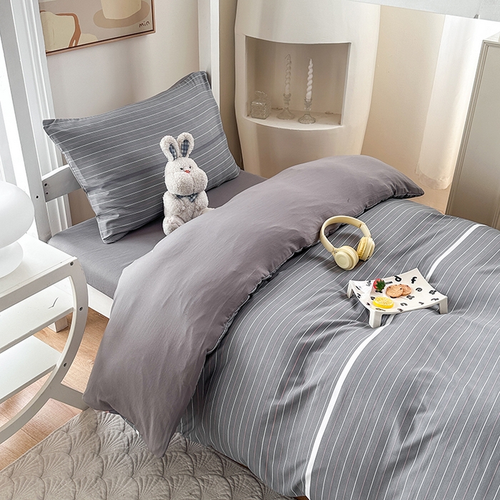 91家纺网 家纺一手货源 找家纺 南通菲度家纺 2025新款高克重芦荟棉四件套-宿舍 雅致灰