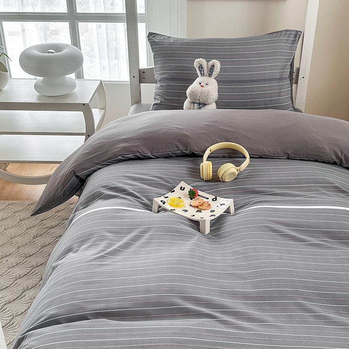 91家纺网 家纺一手货源 找家纺 南通菲度家纺 2025新款高克重芦荟棉四件套-宿舍 雅致灰