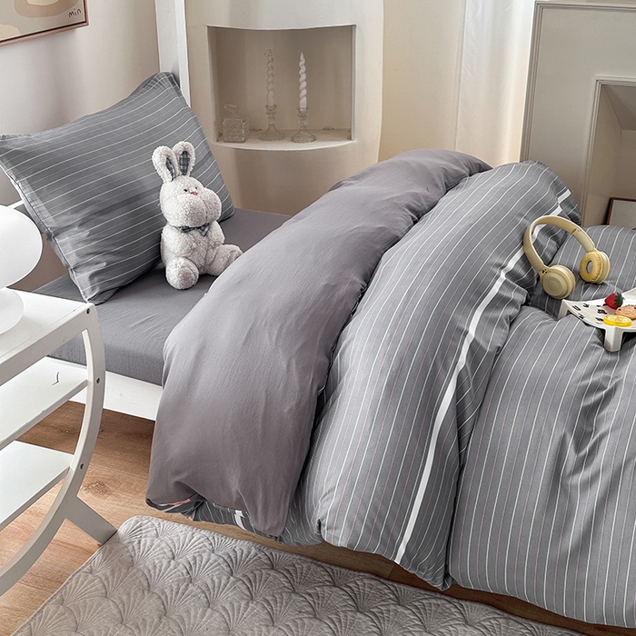 91家纺网 家纺一手货源 找家纺 南通菲度家纺 2025新款高克重芦荟棉四件套-宿舍 雅致灰