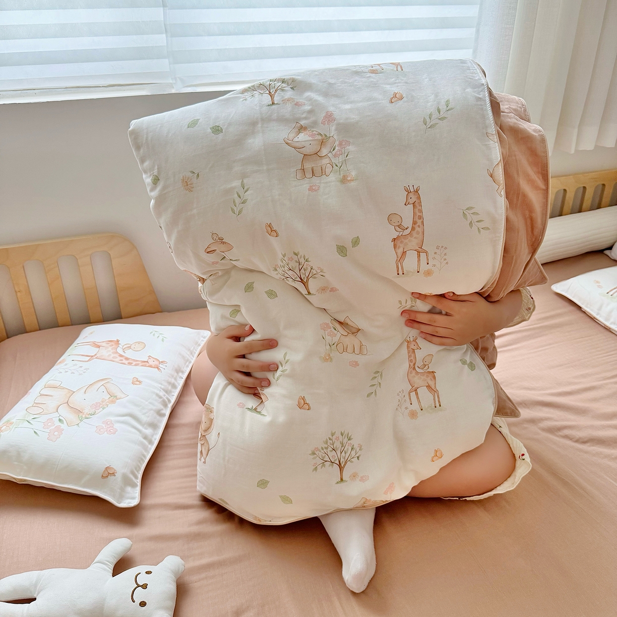 91家纺网 家纺一手货源 找家纺 （总）萌宝家纺 2025新款母婴A类全棉双层纱儿童被套纯棉纱布三件套