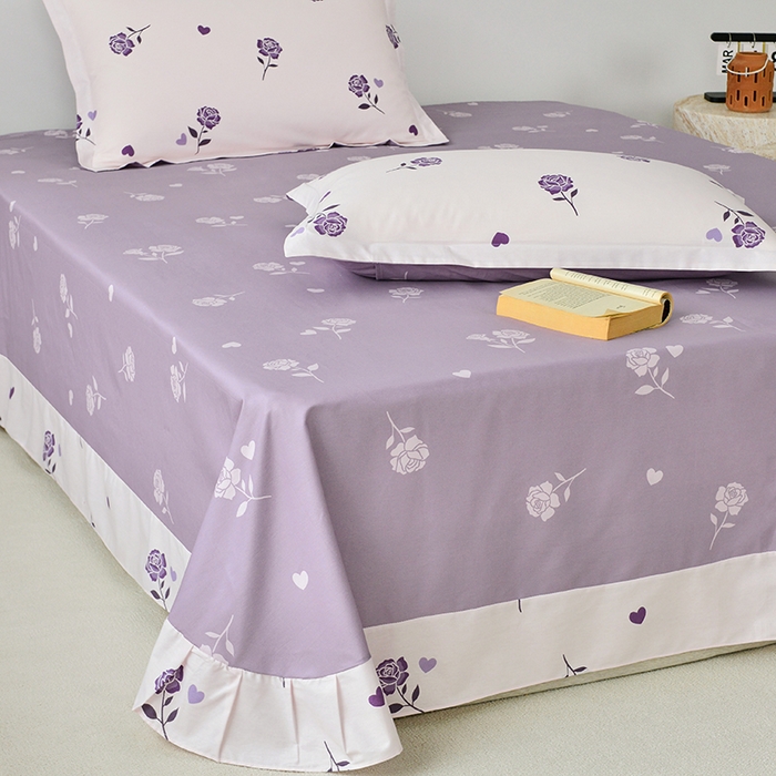 91家纺网 家纺一手货源 找家纺 登登 2024新款直播爆款清新风纯棉全棉三四件套 紫气盛开