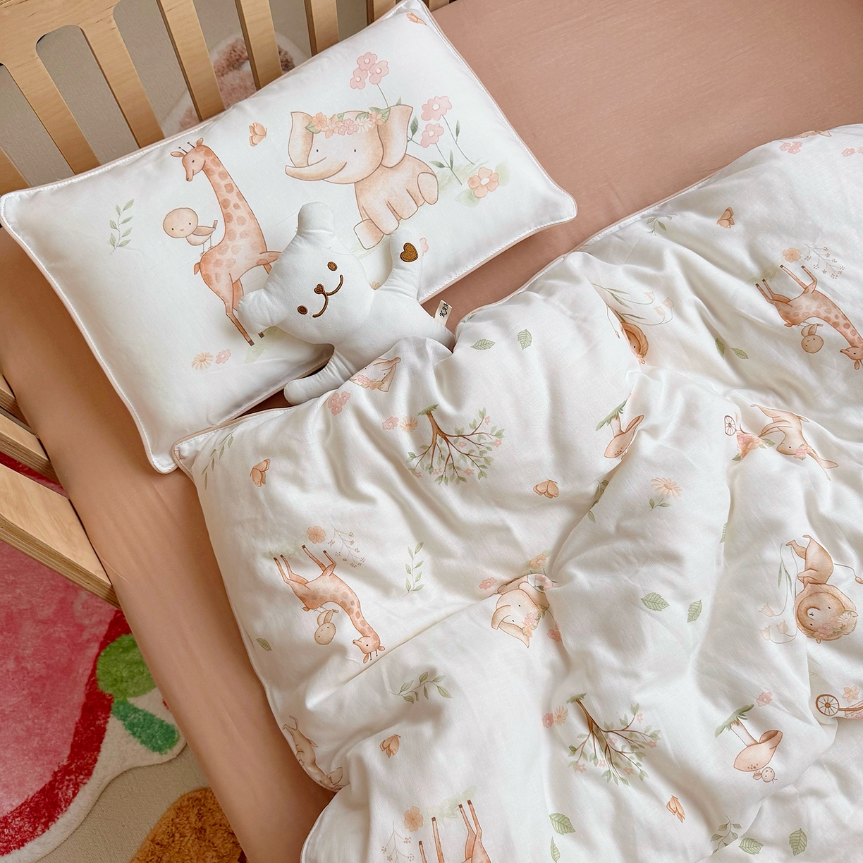 91家纺网 家纺一手货源 找家纺 （总）萌宝家纺 2025新款母婴A类全棉双层纱儿童被套纯棉纱布三件套