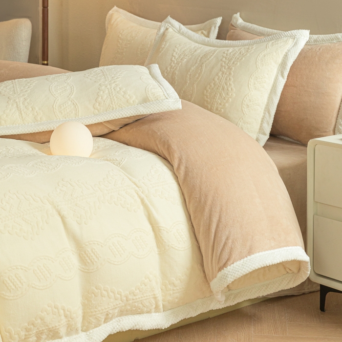 眠博士 2025新款洛克款浮雕烂花牛奶绒加厚保暖四件套 洛克款-奇迹奶咖