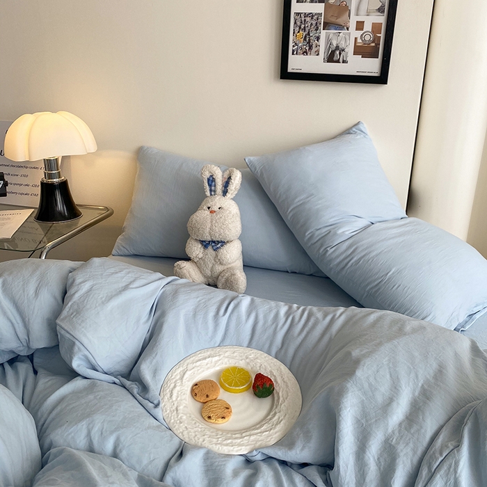 91家纺网 家纺一手货源 找家纺 （总）南通菲度家纺 2025新款超柔皱皱水洗棉纯色四件套