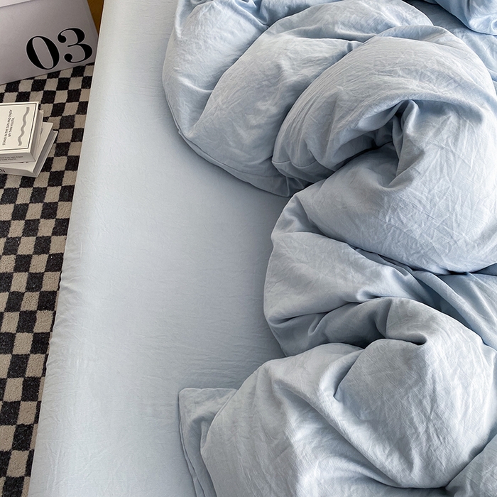 91家纺网 家纺一手货源 找家纺 （总）南通菲度家纺 2025新款超柔皱皱水洗棉纯色四件套