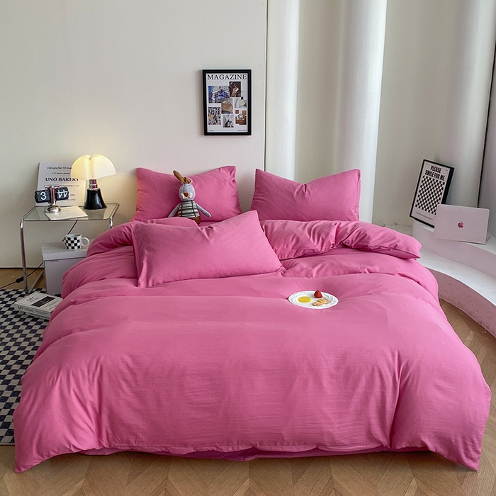 91家纺网 家纺一手货源 找家纺 （总）南通菲度家纺 2025新款超柔皱皱水洗棉纯色四件套