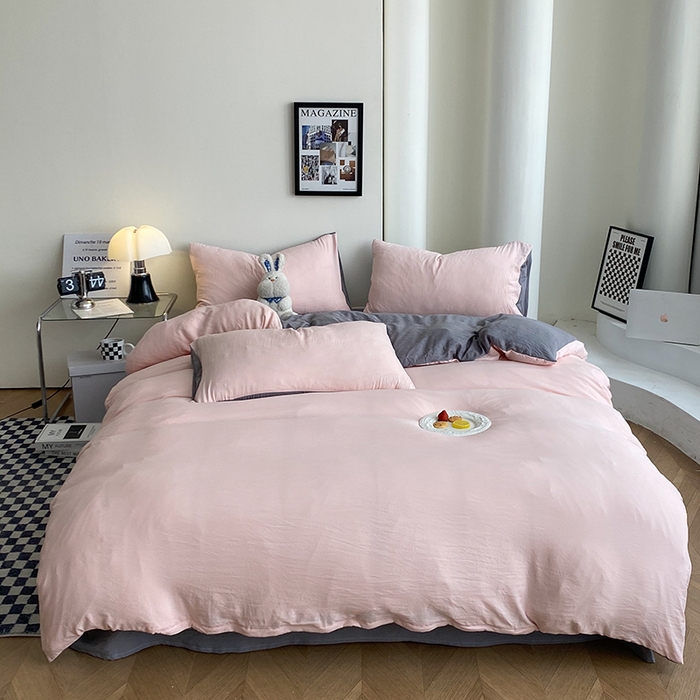 91家纺网 家纺一手货源 找家纺 （总）南通菲度家纺 2025新款超柔皱皱水洗棉纯色四件套