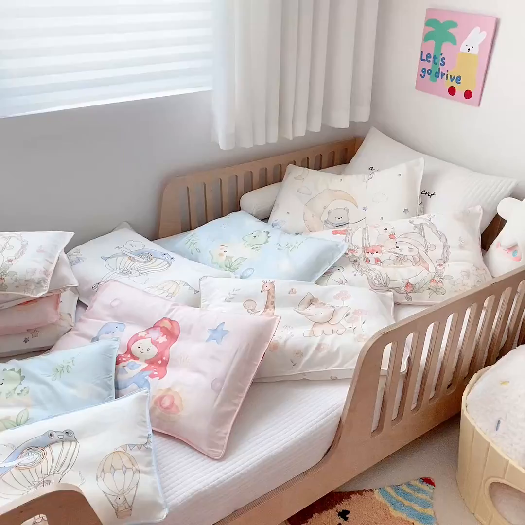 91家纺网 家纺一手货源 找家纺 （总）萌宝家纺 2025新款A类大版全棉儿童双层纱枕套纯棉宝宝纱布枕头