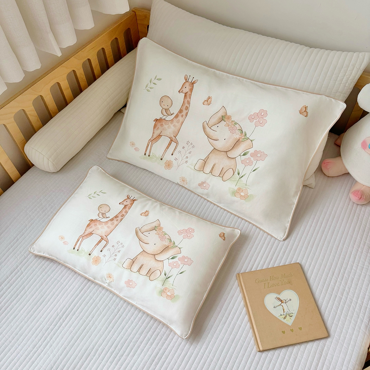 91家纺网 家纺一手货源 找家纺 萌宝家纺 2025新款A类大版全棉儿童双层纱枕套纯棉宝宝纱布枕头 动物园