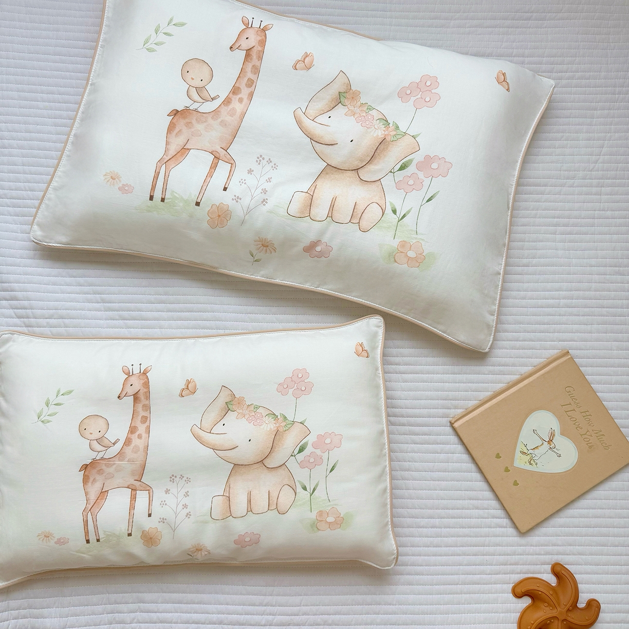 91家纺网 家纺一手货源 找家纺 萌宝家纺 2025新款A类大版全棉儿童双层纱枕套纯棉宝宝纱布枕头 动物园