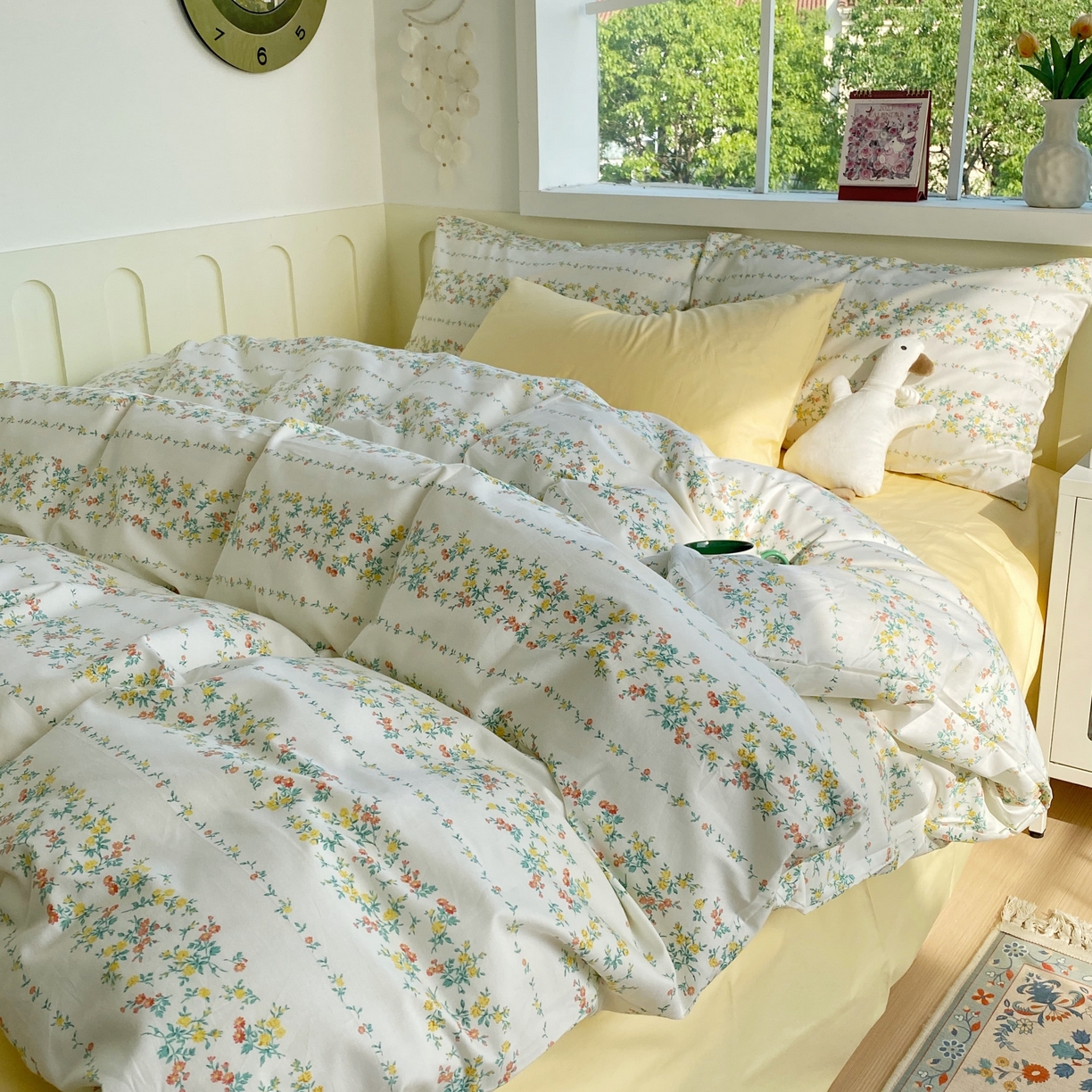 91家纺网 家纺一手货源 找家纺 （总）花海 2025年第一批小清新碎花全棉纯棉四件套40支13372ins博主风学生宿舍印花AA版纯色床单