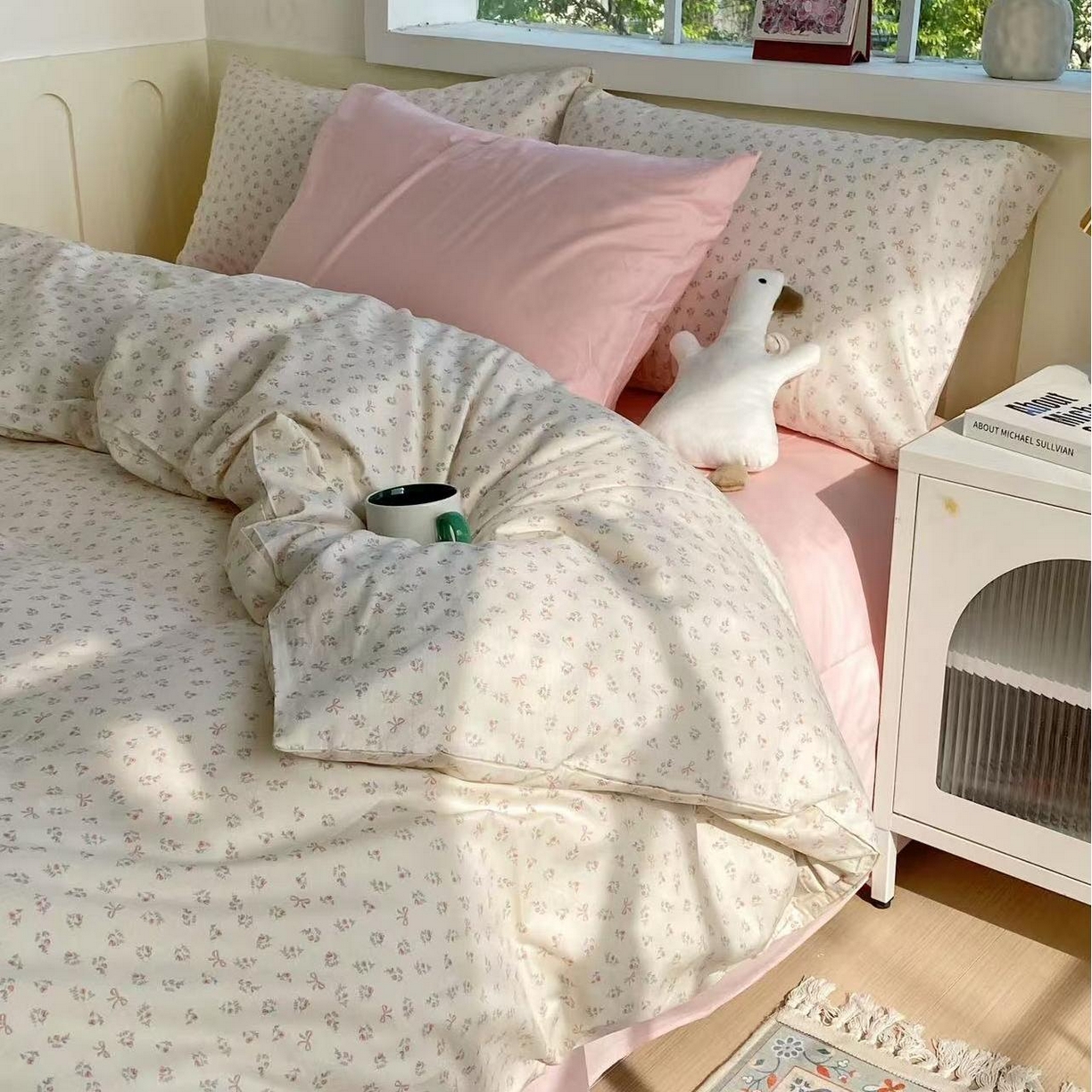 91家纺网 家纺一手货源 找家纺 （总）花海 2025年第一批小清新碎花全棉纯棉四件套40支13372ins博主风学生宿舍印花AA版纯色床单