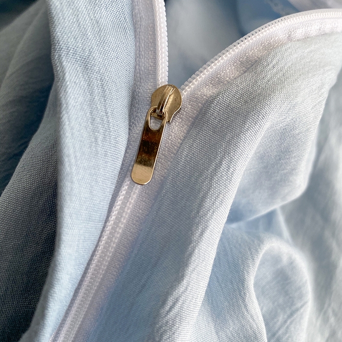 91家纺网 家纺一手货源 找家纺 南通菲度家纺 2025新款超柔皱皱水洗棉纯色四件套 雾蓝月光蓝