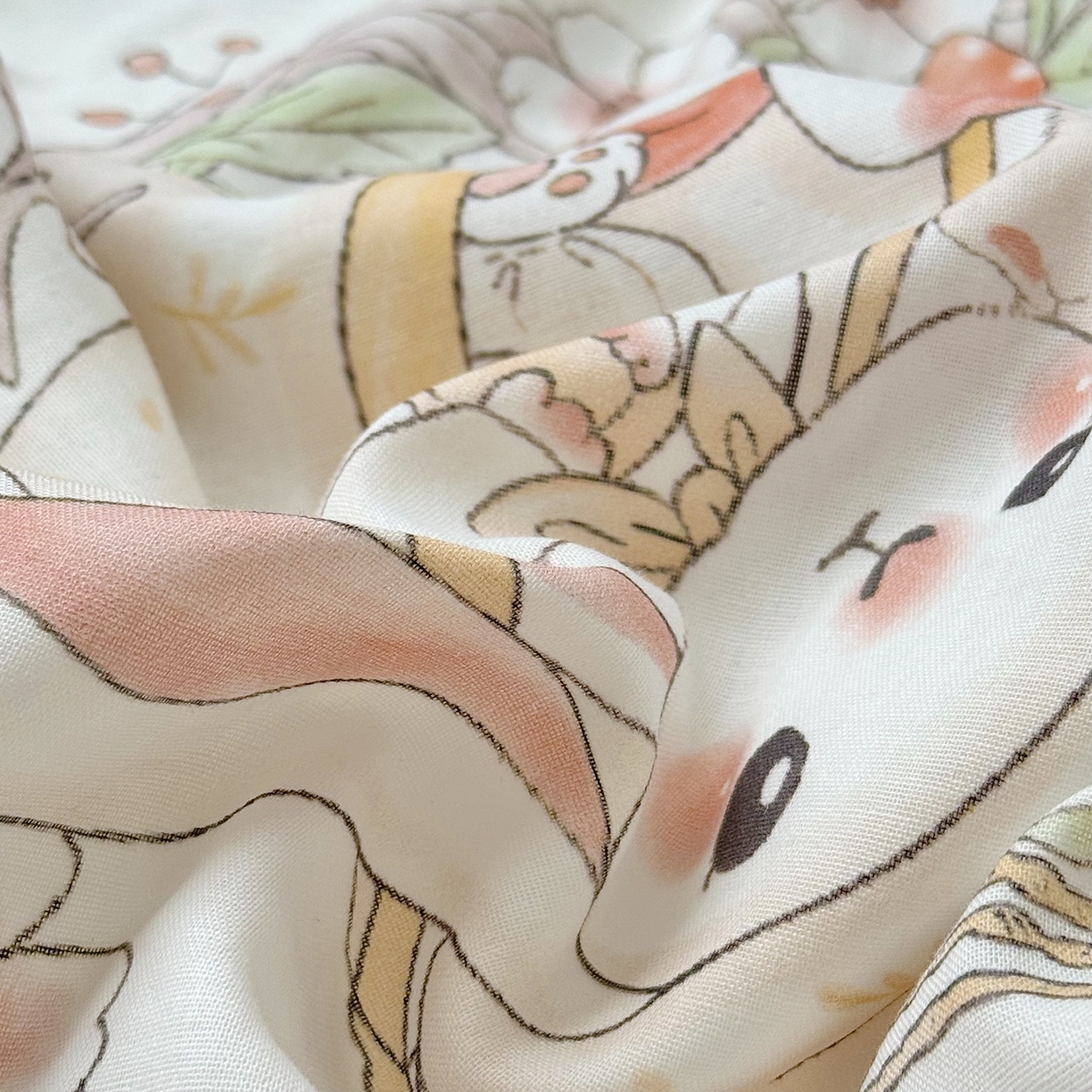 91家纺网 家纺一手货源 找家纺 萌宝家纺 2025新款A类大版全棉儿童双层纱枕套纯棉宝宝纱布枕头 摇篮兔