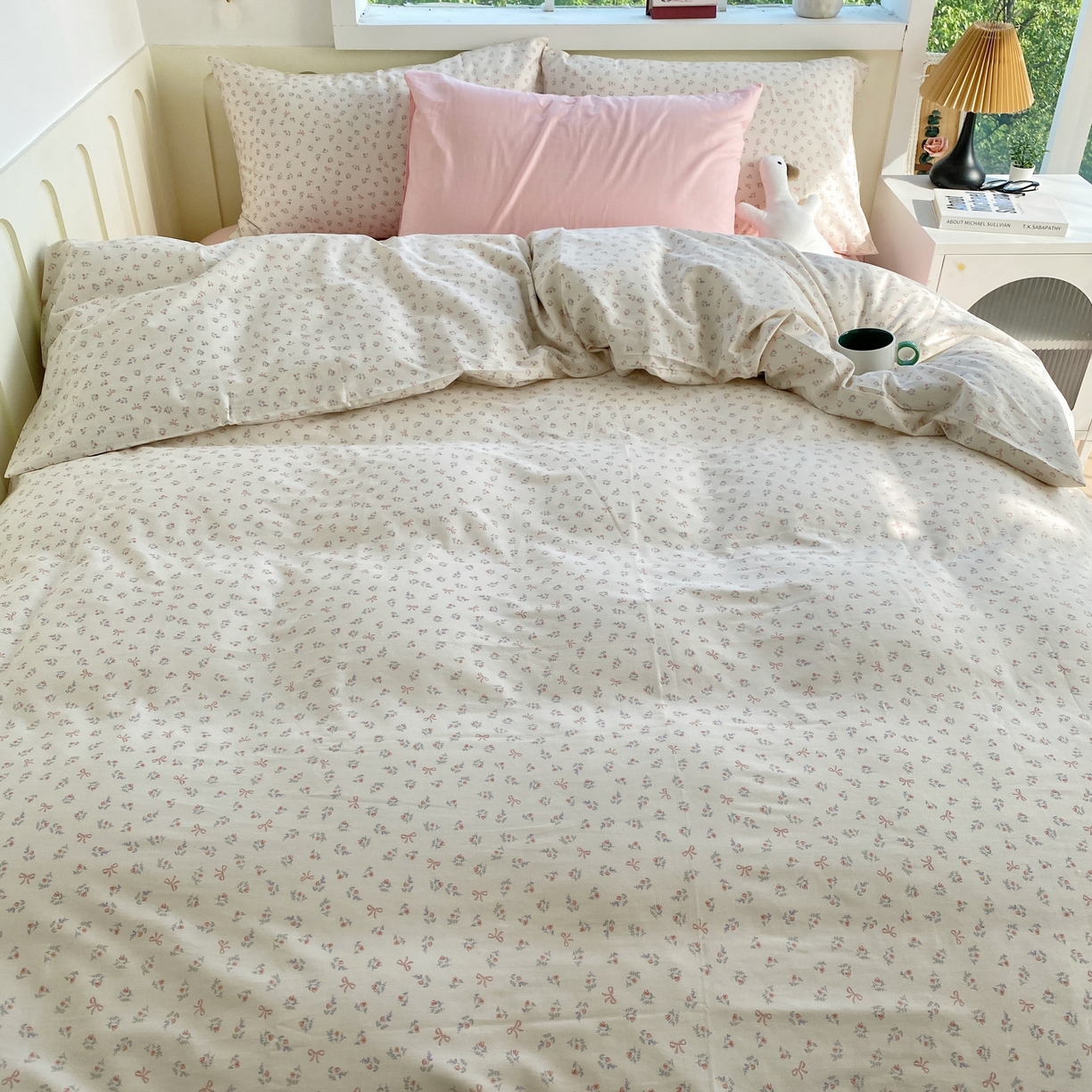 91家纺网 家纺一手货源 找家纺 花海 2025年第一批小清新碎花全棉纯棉四件套40支13372ins博主风学生宿舍印花AA版纯色床单 清弦