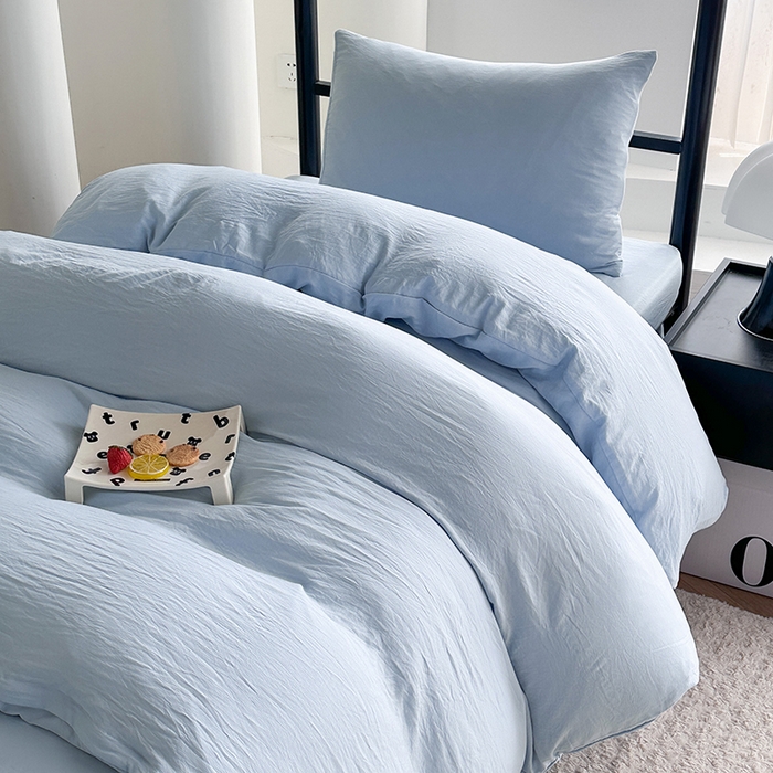 91家纺网 家纺一手货源 找家纺 （总）南通菲度家纺 2025新款超柔皱皱水洗棉学生宿舍四件套