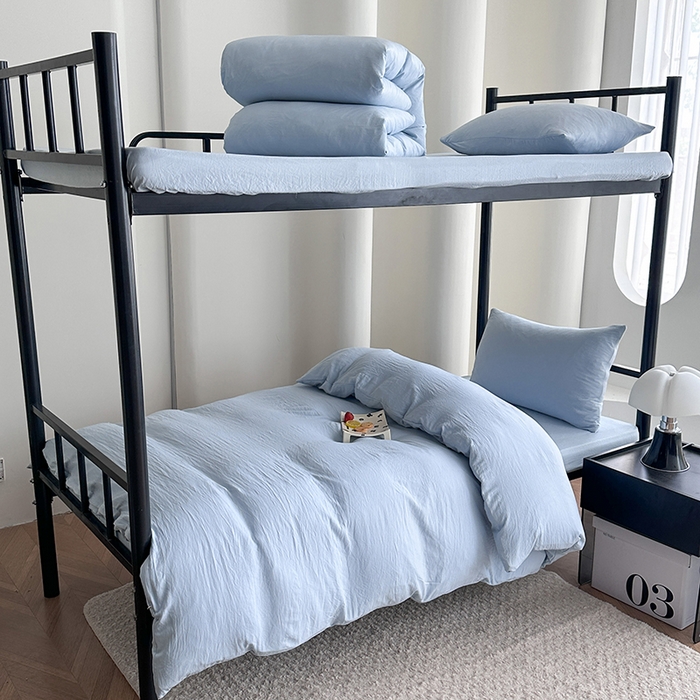 91家纺网 家纺一手货源 找家纺 （总）南通菲度家纺 2025新款超柔皱皱水洗棉学生宿舍四件套