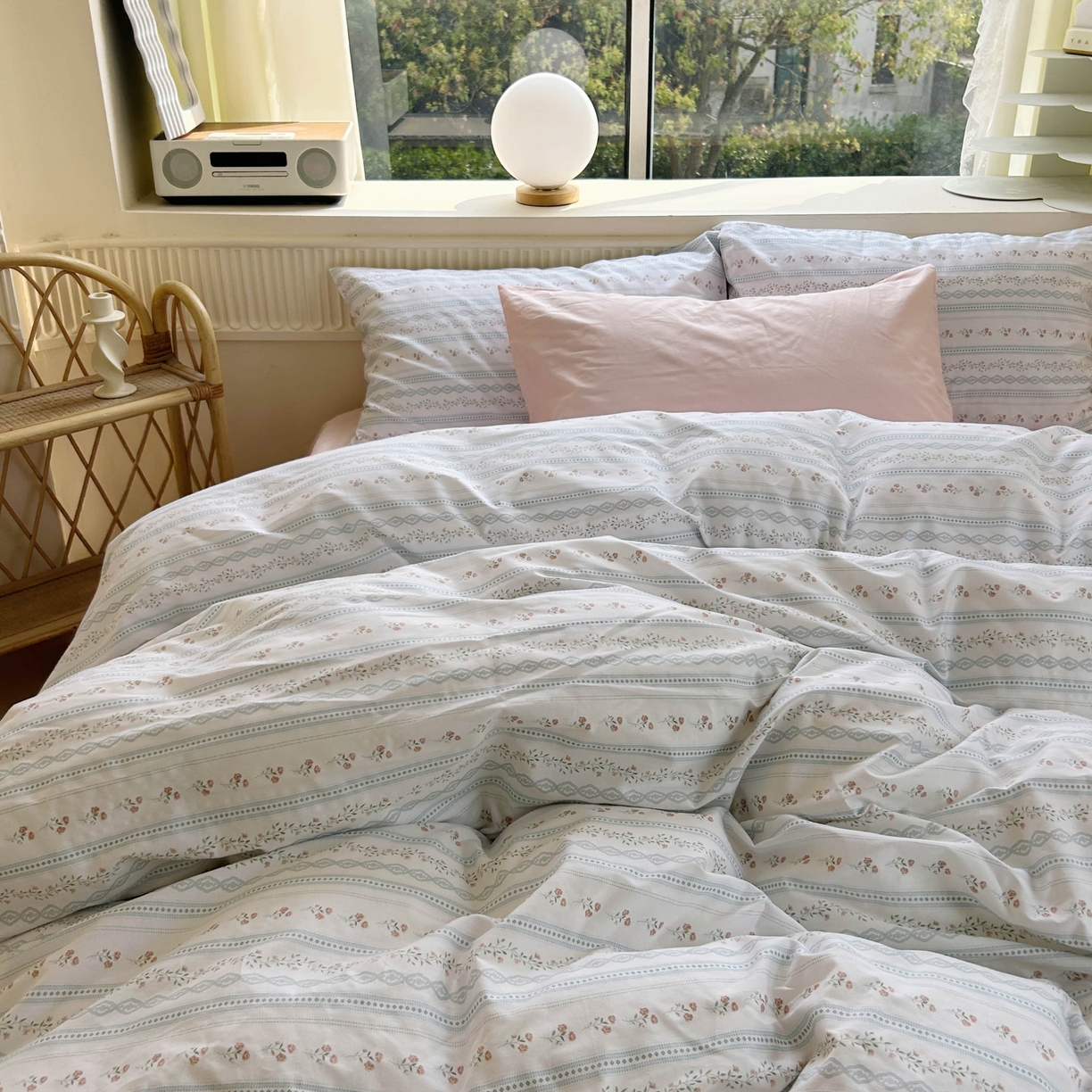 91家纺网 家纺一手货源 找家纺 花海 2025年第一批小清新碎花全棉纯棉四件套40支13372ins博主风学生宿舍印花AA版纯色床单 夏日告白（粉）