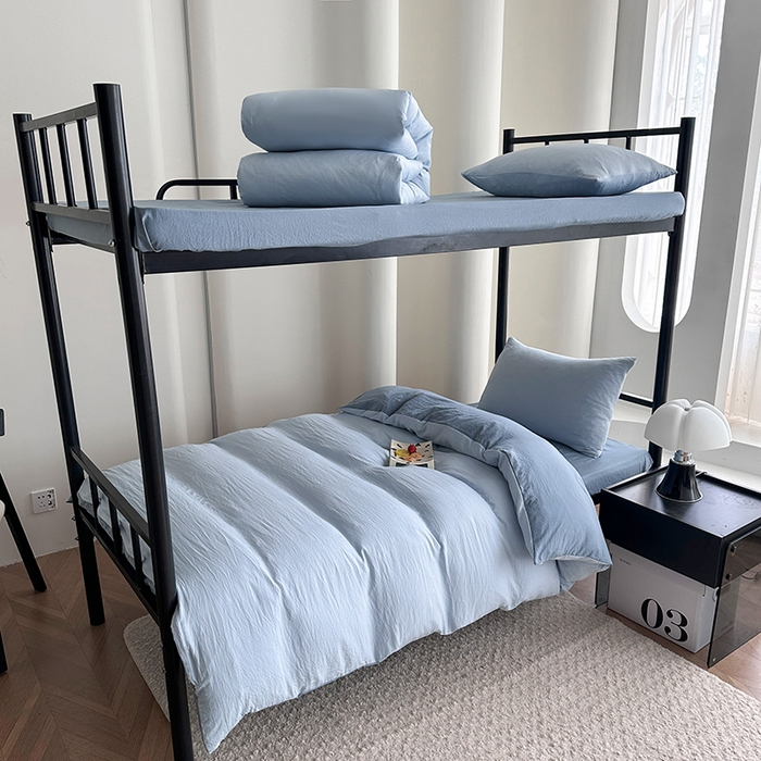 91家纺网 家纺一手货源 找家纺 （总）南通菲度家纺 2025新款超柔皱皱水洗棉学生宿舍四件套