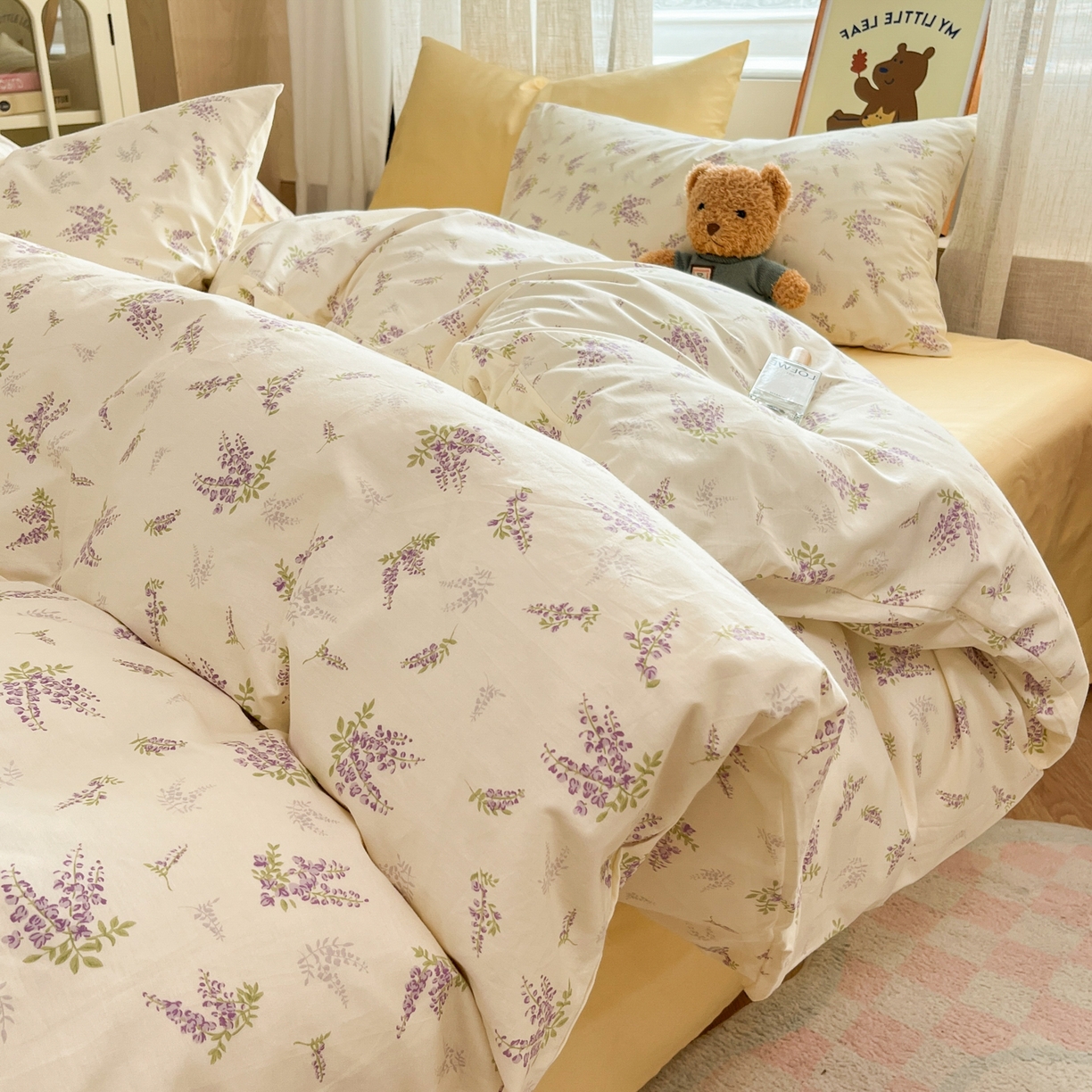 91家纺网 家纺一手货源 找家纺 （总）花海 2025年第二批小清新碎花全棉纯棉四件套40支13372ins博主风学生宿舍印花AA版纯色床单