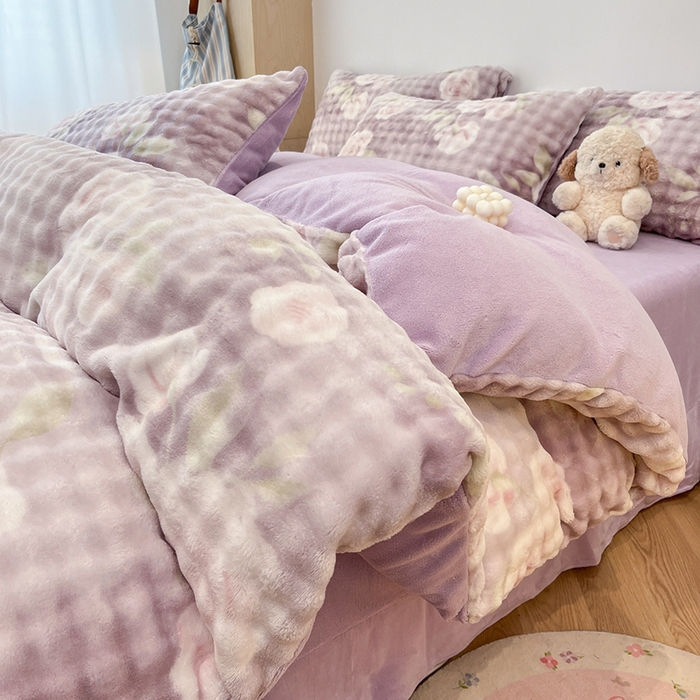 91家纺网 家纺一手货源 找家纺 （总）金梦拉 2025直播爆款牛奶绒泡泡绒印花四件套