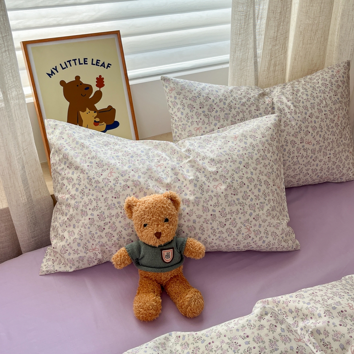 91家纺网 家纺一手货源 找家纺 花海 2025年第二批小清新碎花全棉纯棉四件套40支13372ins博主风学生宿舍印花AA版纯色床单 秘密花园(紫)