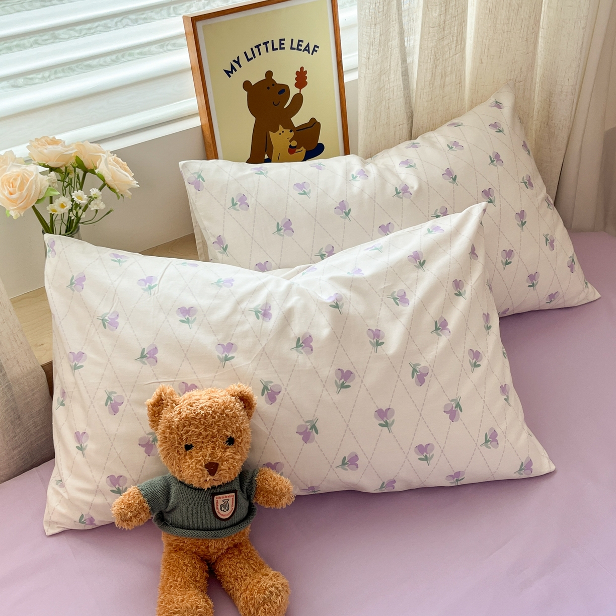 91家纺网 家纺一手货源 找家纺 花海 2025年第二批小清新碎花全棉纯棉四件套40支13372ins博主风学生宿舍印花AA版纯色床单 七里香