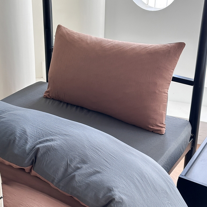 91家纺网 家纺一手货源 找家纺 南通菲度家纺 2025新款超柔皱皱水洗棉学生宿舍四件套 咖啡深灰