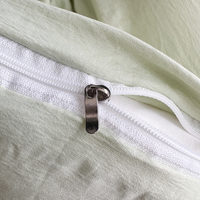 91家纺网 家纺一手货源 找家纺 南通菲度家纺 2025新款超柔皱皱水洗棉学生宿舍四件套 奶绿色