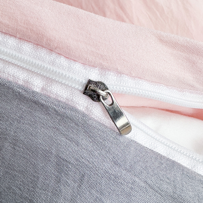 91家纺网 家纺一手货源 找家纺 南通菲度家纺 2025新款超柔皱皱水洗棉学生宿舍四件套 浅粉灰