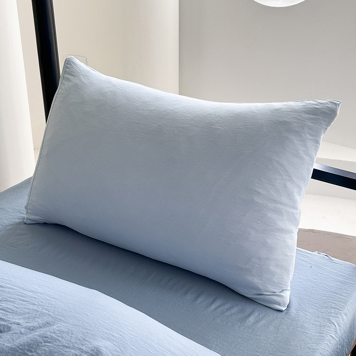 91家纺网 家纺一手货源 找家纺 南通菲度家纺 2025新款超柔皱皱水洗棉学生宿舍四件套 雾蓝月光蓝