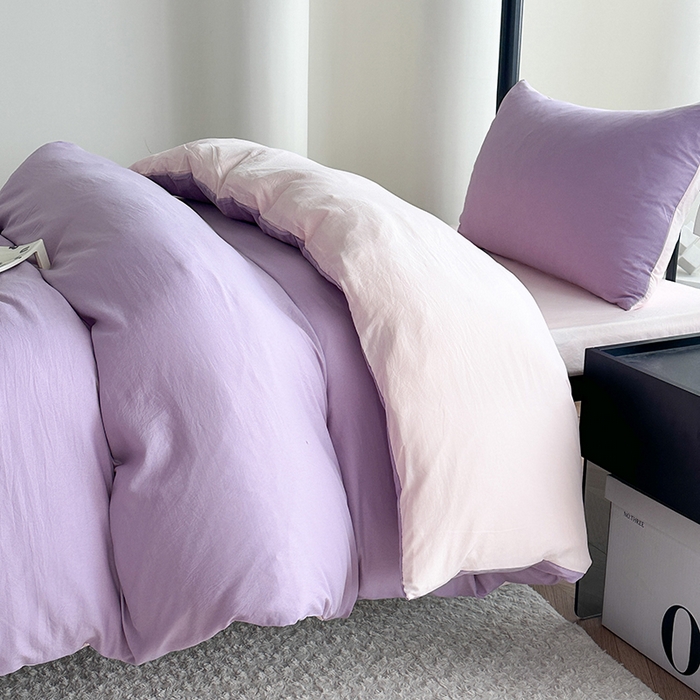 91家纺网 家纺一手货源 找家纺 南通菲度家纺 2025新款超柔皱皱水洗棉学生宿舍四件套 香芋奶粉