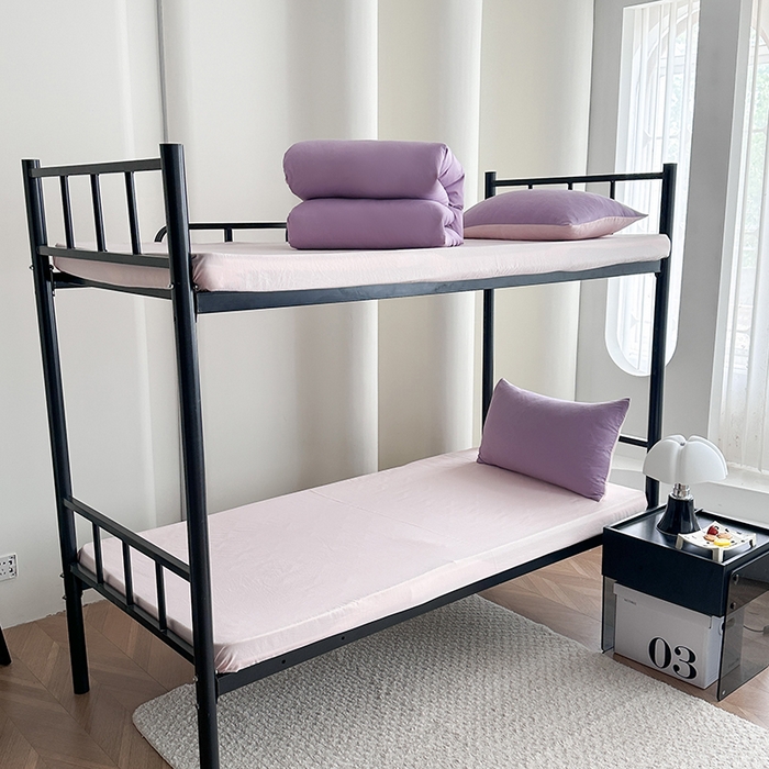 91家纺网 家纺一手货源 找家纺 南通菲度家纺 2025新款超柔皱皱水洗棉学生宿舍四件套 香芋奶粉