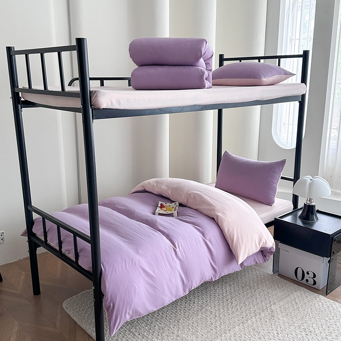 91家纺网 家纺一手货源 找家纺 南通菲度家纺 2025新款超柔皱皱水洗棉学生宿舍四件套 香芋奶粉